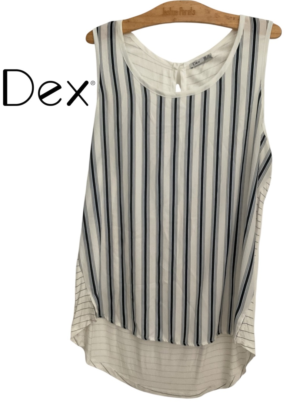 🐿️Dex Striped Sleeveless High-Low Tank in White and Navy